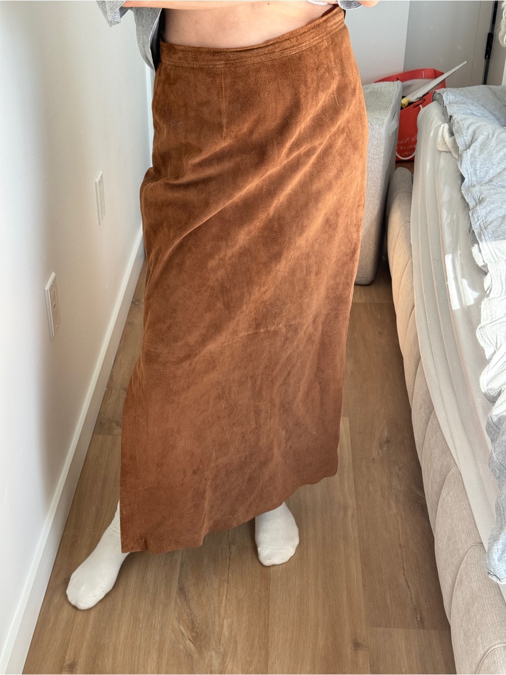 Charter Club Brown Suede Maxi Skirt